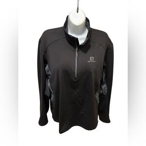 Salmon 1/4 Zip Advanced Skin Warm Running Jacket Sz L Black~Gray Vented Layering